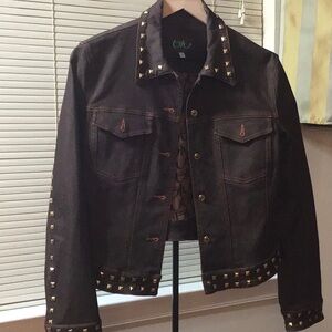 Womens Brown Byblos Cropped Denim Jacket size 8